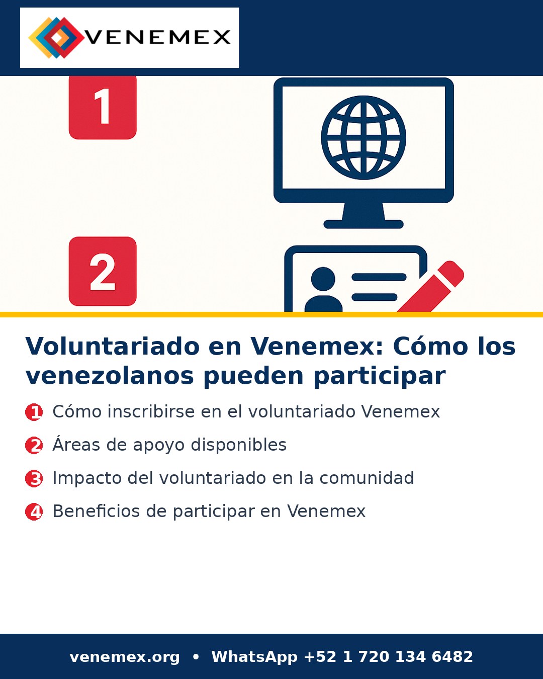 Infografia: Voluntariado en Venemex: Cómo los venezolanos pueden participar